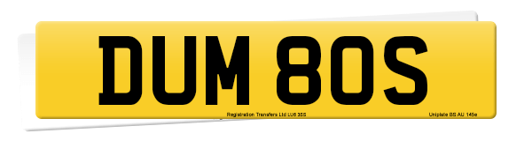 Registration number DUM 80S